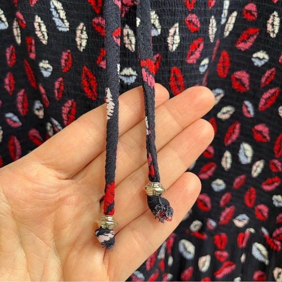 Ulla Popken Smocked Lip Print Blouse Tunic Top Flowy 3/4 Sleeves Size 20/22 - Picture 8 of 12